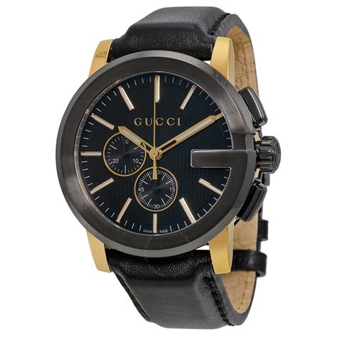 gucci g-chrono watch - ya101203|Black Leather G.